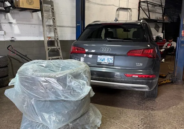 Audi Q5 in the shop for service